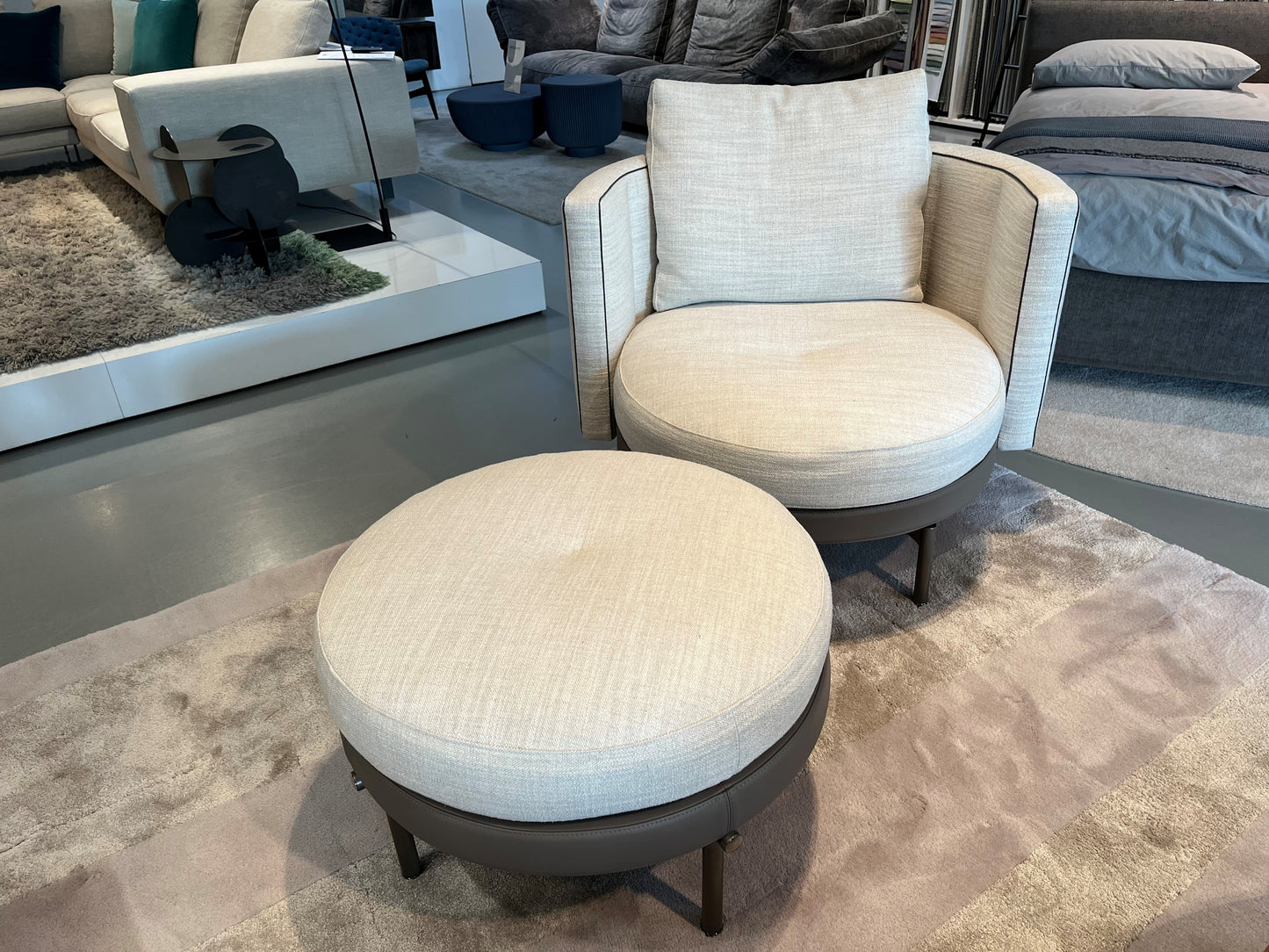 Minotti Torii armchair and ottoman