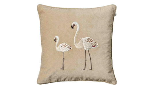 Chhatwal & Jonsson - Chhatwal & Jonsson Flamingo Samtkissen 50 x 50 cm | Beige - Zierkissen - Sarto Group