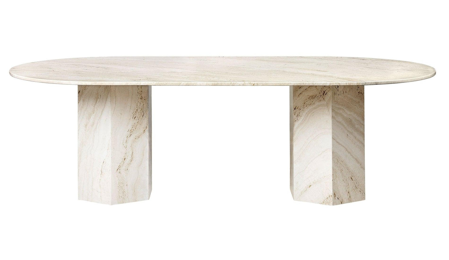 GUBI - GUBI Epic Esstisch Elliptisch | Neutral White | Travertin - Esstische - Sarto Group