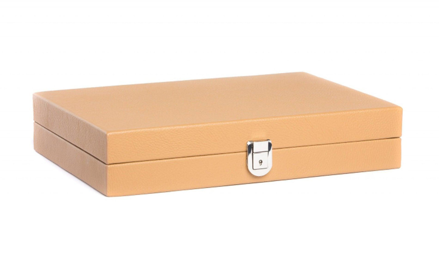 Hector Saxe - Hector Saxe Basile Buffalo Leder Backgammon Spiel | Medium | Cognac - Brettspiele - Sarto Group