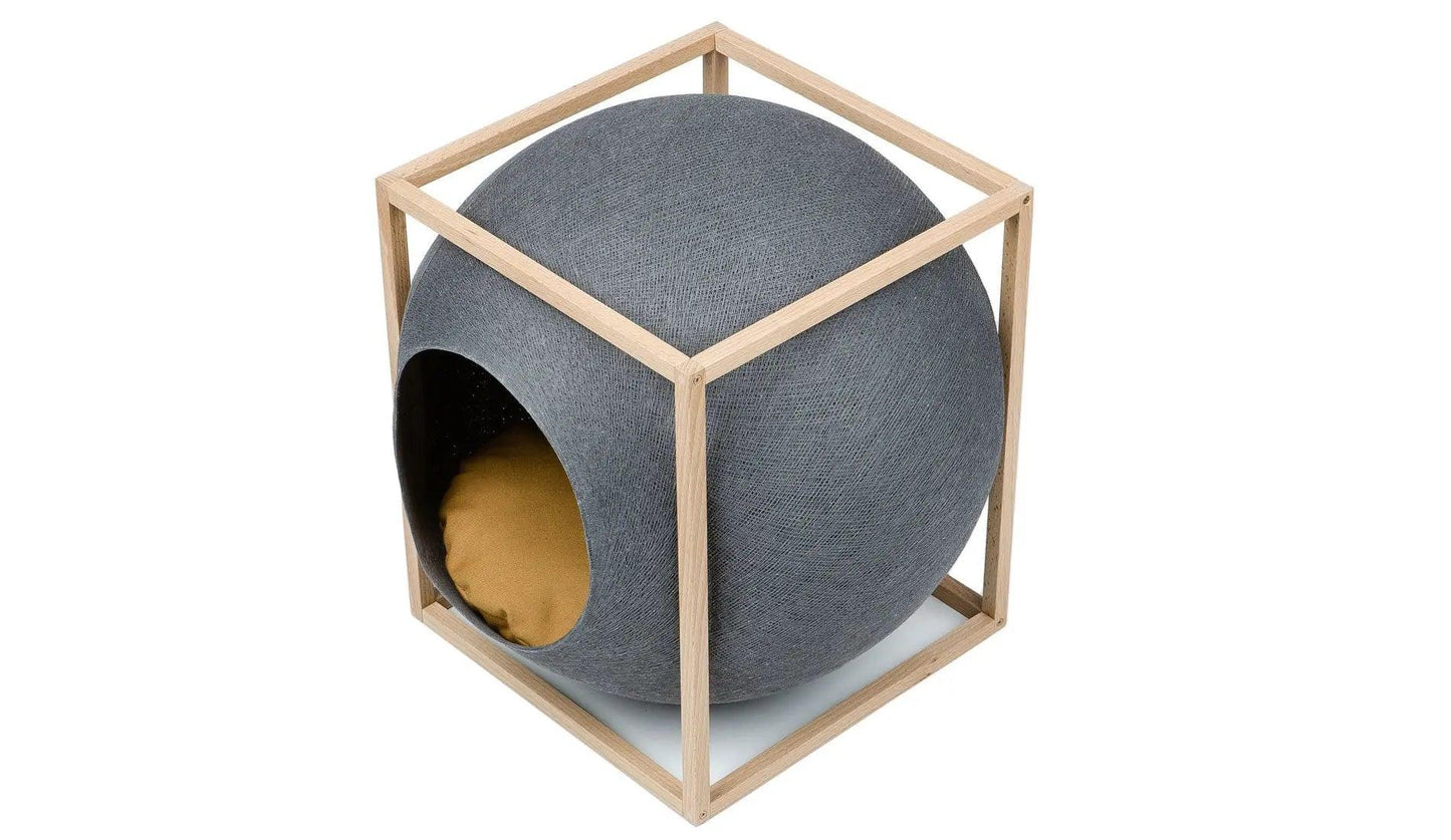 Meyou PARIS - Meyou The Cube Katzenhöhle / Katzenbett | Holz | Dunkelgrau - Haustierbedarf - Sarto Group