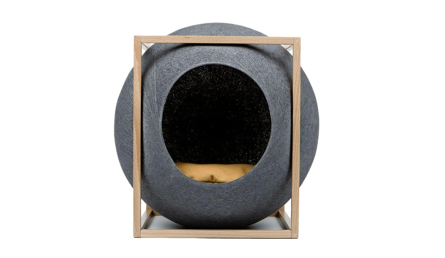 Meyou PARIS - Meyou The Cube Katzenhöhle / Katzenbett | Holz | Dunkelgrau - Haustierbedarf - Sarto Group