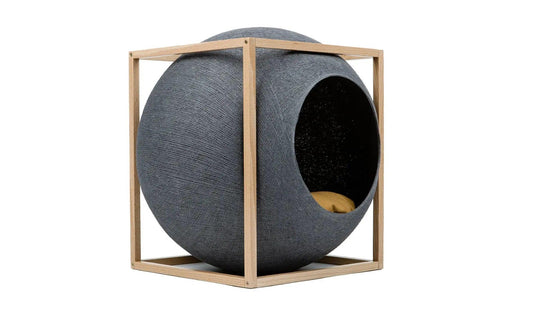 Meyou PARIS - Meyou The Cube Katzenhöhle / Katzenbett | Holz | Dunkelgrau - Haustierbedarf - Sarto Group
