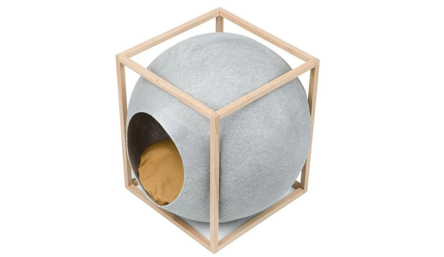 Meyou PARIS - Meyou The Cube Katzenhöhle / Katzenbett | Holz | Hellgrau - Haustierbedarf - Sarto Group