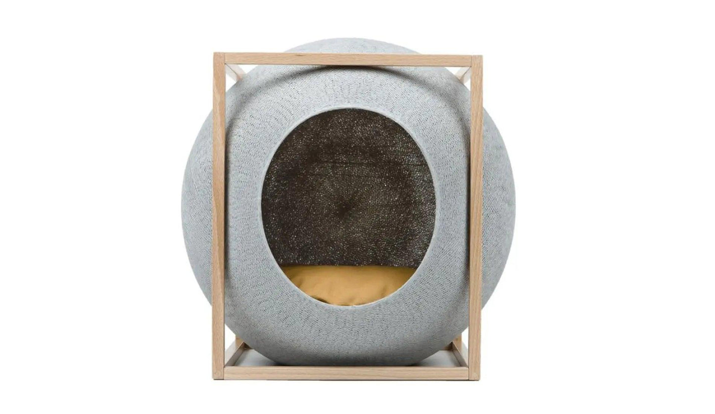 Meyou PARIS - Meyou The Cube Katzenhöhle / Katzenbett | Holz | Hellgrau - Haustierbedarf - Sarto Group