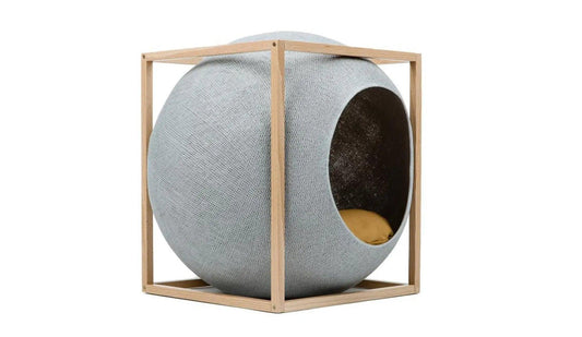 Meyou PARIS - Meyou The Cube Katzenhöhle / Katzenbett | Holz | Hellgrau - Haustierbedarf - Sarto Group