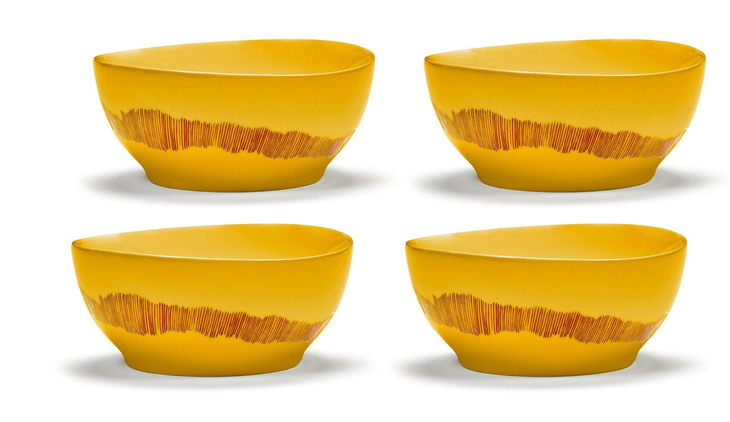Serax - Serax Feast Schale S 16 cm | Sunny Yellow Swirl - Stripes Red | 4 Stk - Schalen - Sarto Group