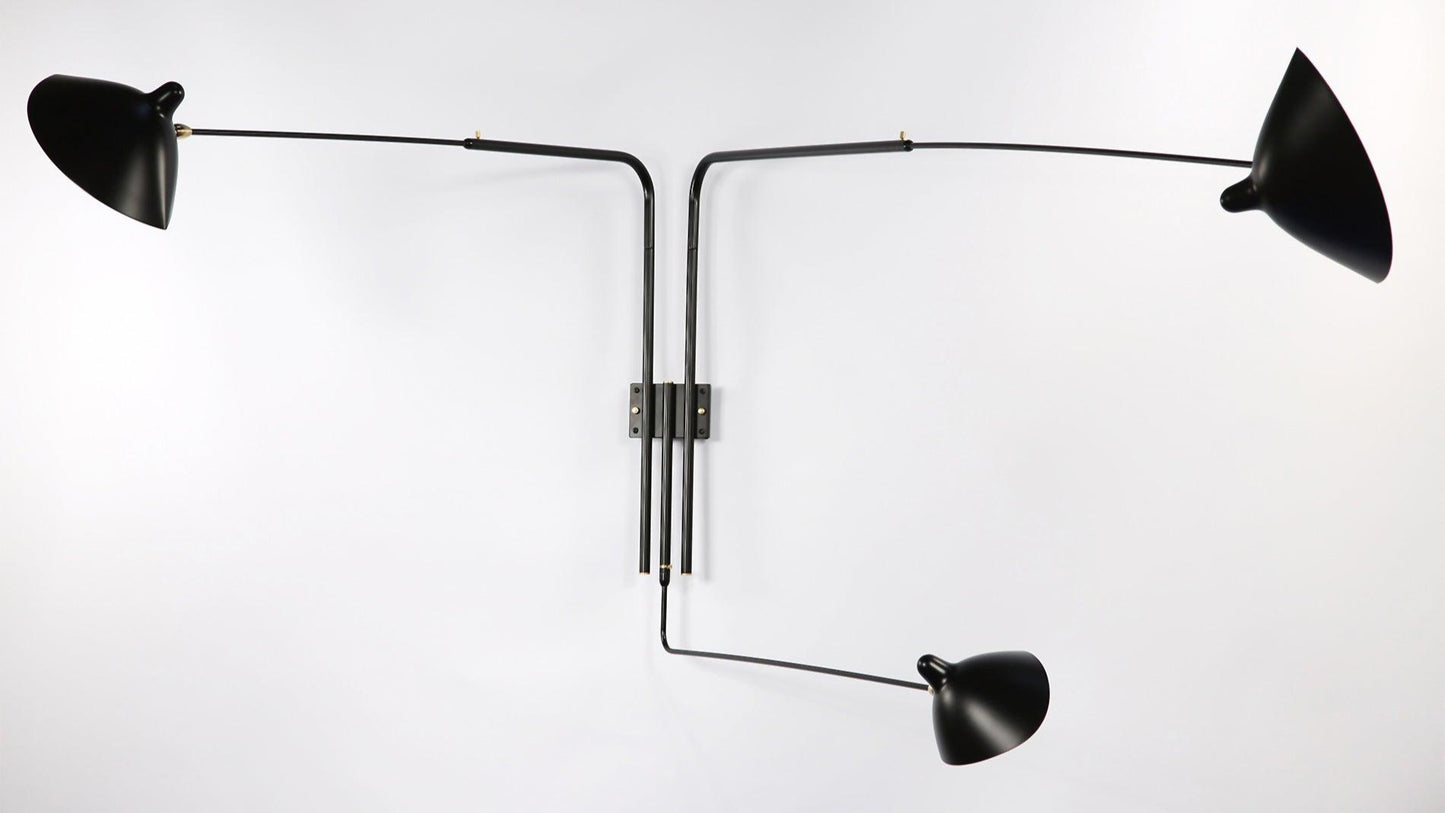 Serge Mouille - Serge Mouille Applique 3 bras pivotants Wandleuchte - Wandleuchten - Sarto Group