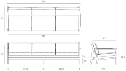 Ethnicraft - Ethnicraft Teak Jack Outdoor Sofa | 3-Sitzer - Gartensofas - Sarto Group