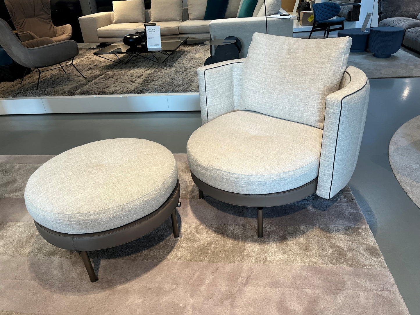 Minotti Torii armchair and ottoman