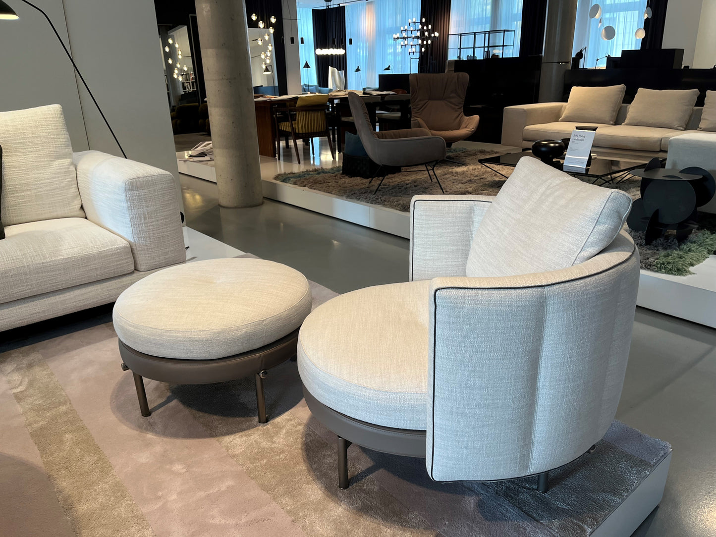 Minotti Torii armchair and ottoman