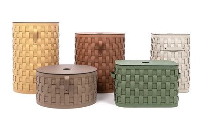Demetra round leather basket