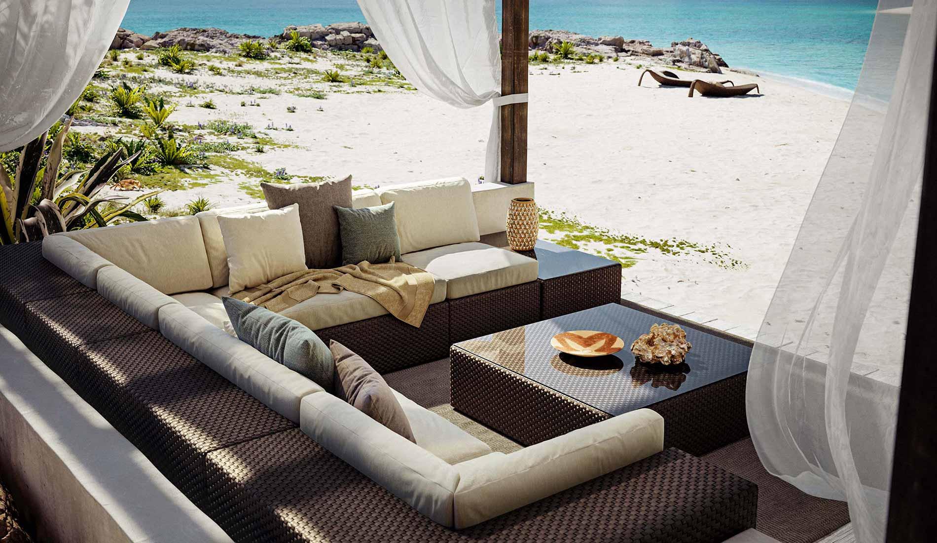 Dedon - Lounge 3-Sitzer Sofa mit Hocker - Gartensofas - Sarto Group