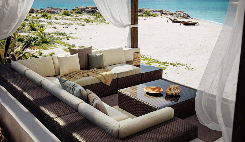 Dedon - Lounge 3-Sitzer Sofa mit Hocker - sarto Tailored Interiors Group
