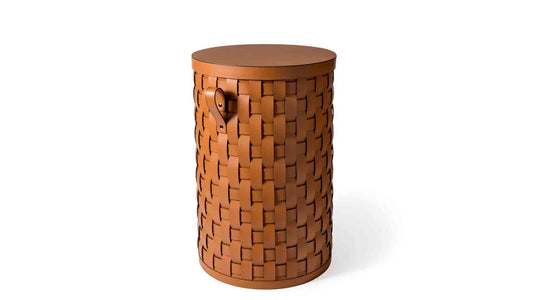 Demetra round leather basket
