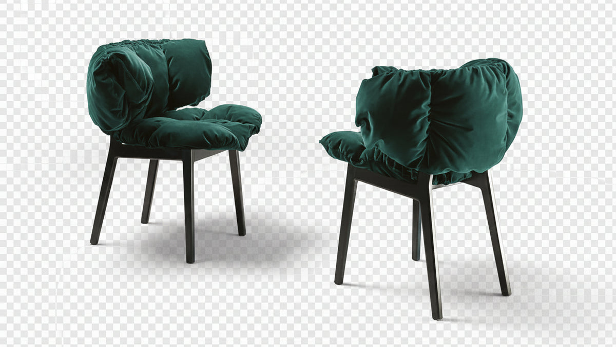 Edra Blue Velvet Chair