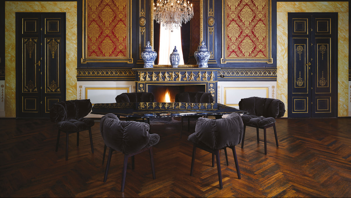 Edra Blue Velvet Chair