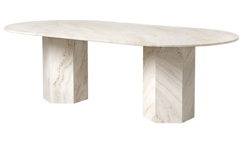 Gubi - GUBI Epic Esstisch Elliptisch | Neutral White | Travertin - sarto Tailored Interiors Group