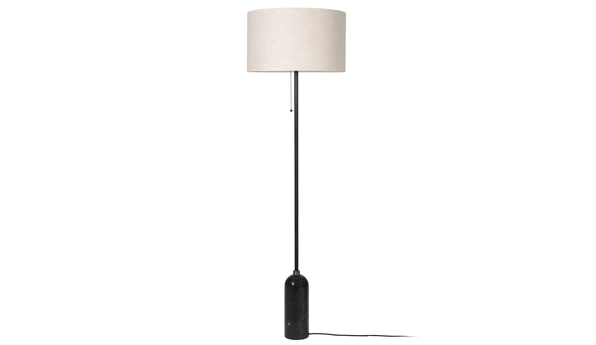 GUBI - GUBI Gravity Stehleuchte | Leinen | Marmor Schwarz - Stehleuchten - Sarto Group