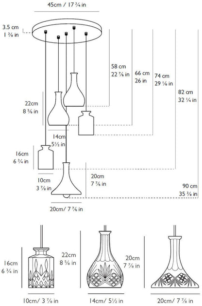 Lee Broom - Lee Broom Decanterlight Hängeleuchte | 5er Set - Hängeleuchten - Sarto Group