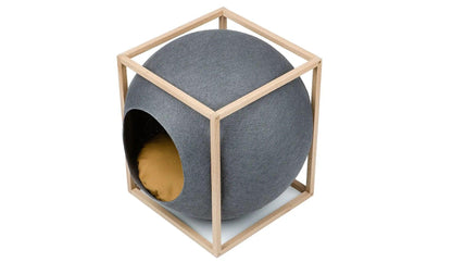 Meyou PARIS - Meyou The Cube Katzenhöhle / Katzenbett | Holz | Dunkelgrau - Haustierbedarf - Sarto Group