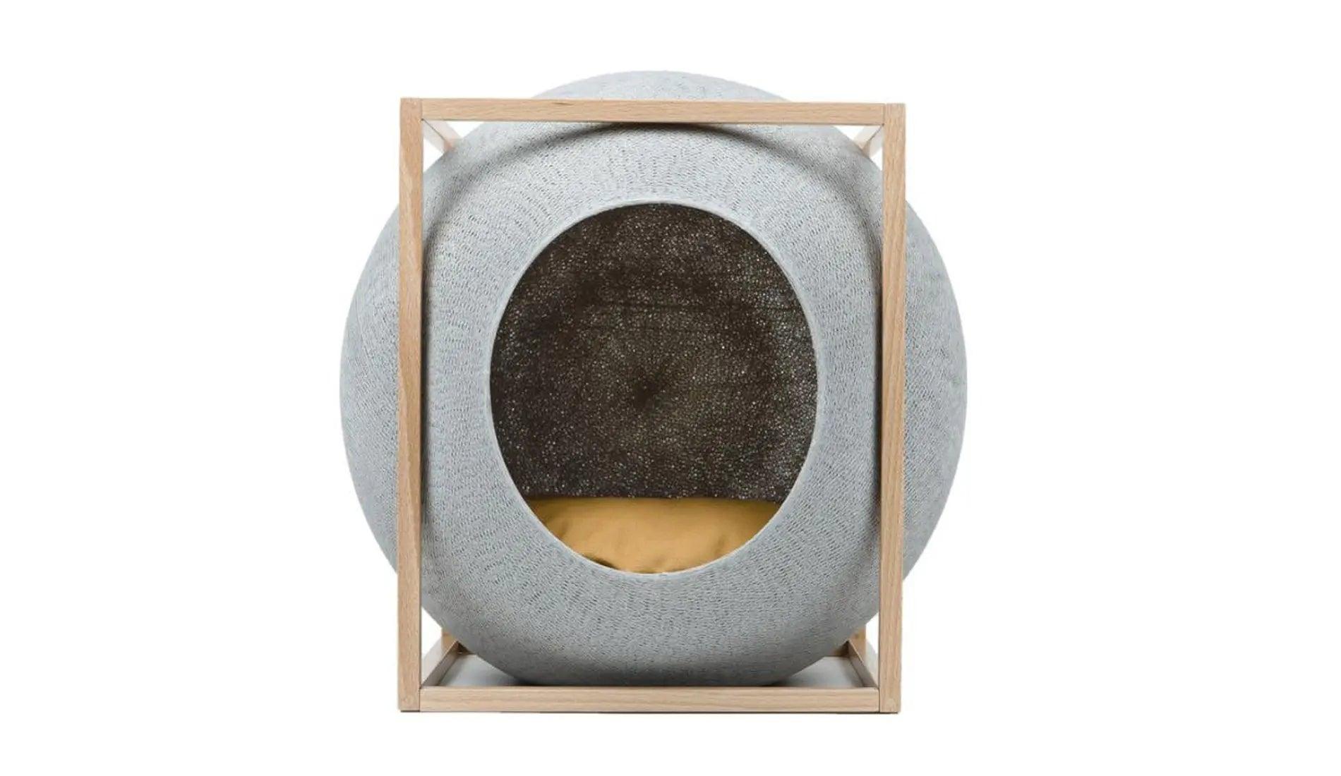 Meyou PARIS - Meyou The Cube Katzenhöhle / Katzenbett | Holz | Hellgrau - Haustierbedarf - Sarto Group