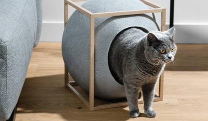 Meyou PARIS - Meyou The Cube Katzenhöhle / Katzenbett | Holz | Hellgrau - Haustierbedarf - Sarto Group