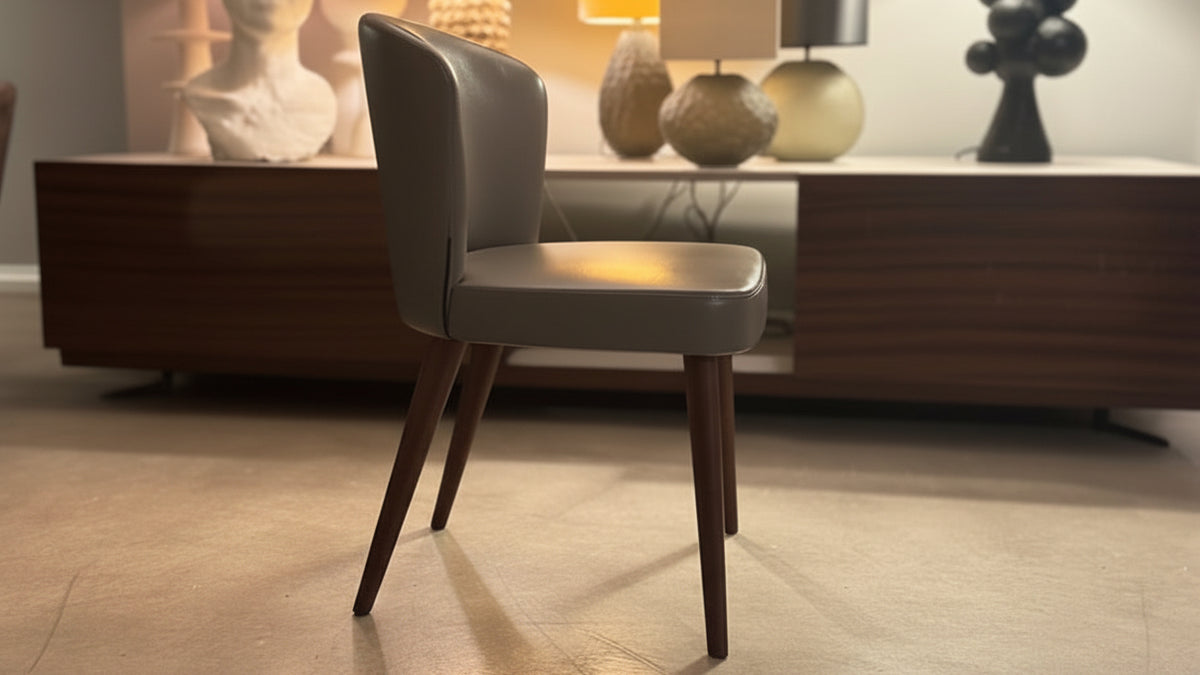 Minotti Aston Dining Stuhl Leder grau