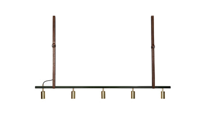 Rubn - Rubn Long John 5 Hängeleuchte - Schwarz/Messing - Leder Braun - 2,5 m - Hängeleuchten - Sarto Group