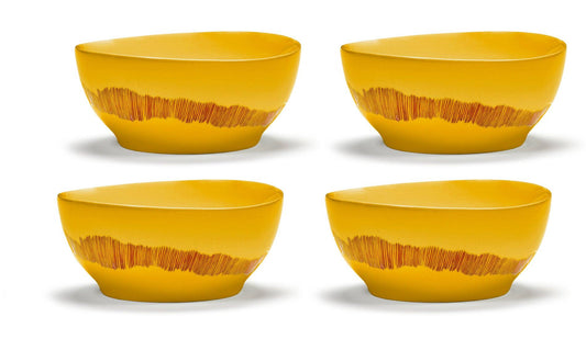 Serax - Serax Feast Schale S 16 cm | Sunny Yellow Swirl - Stripes Red | 4 Stk - Schalen - Sarto Group