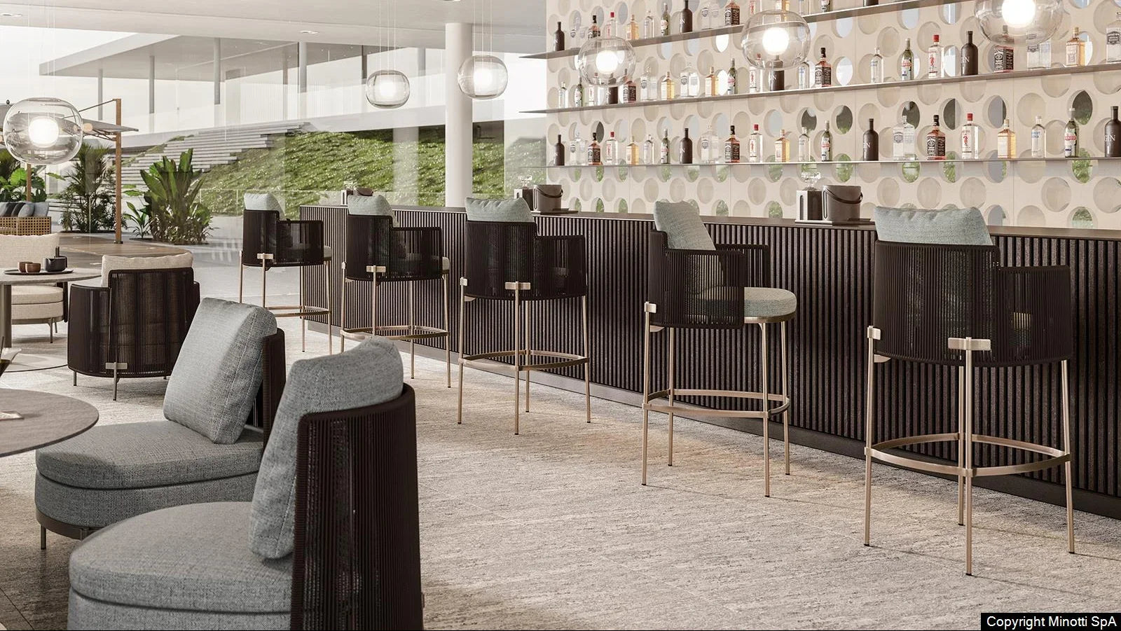 Minotti - Tape "Cord" Outdoor Barhocker - sarto Tailored Interiors Group